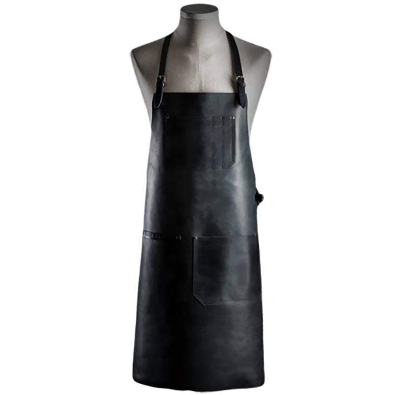 

Pu Apron Waterproof And Oil-Proof Apron Bar Barbecue Kitchen Chef Baking Multi-Pocket Practical Leather Apron 80*60