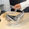 Borsa a Spalla Singola a Tracolla Croissant d'Argento 2025 - Versatile, Grande Capacità, Design a Raviolo