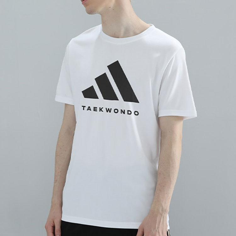 Adidas Classic Logo Print Comfortable Breathable Skin-Friendly Casual Knit Crew Neck Short Sleeve T-Shirt Unisex Tops White Black ADICLTS24TK-WB