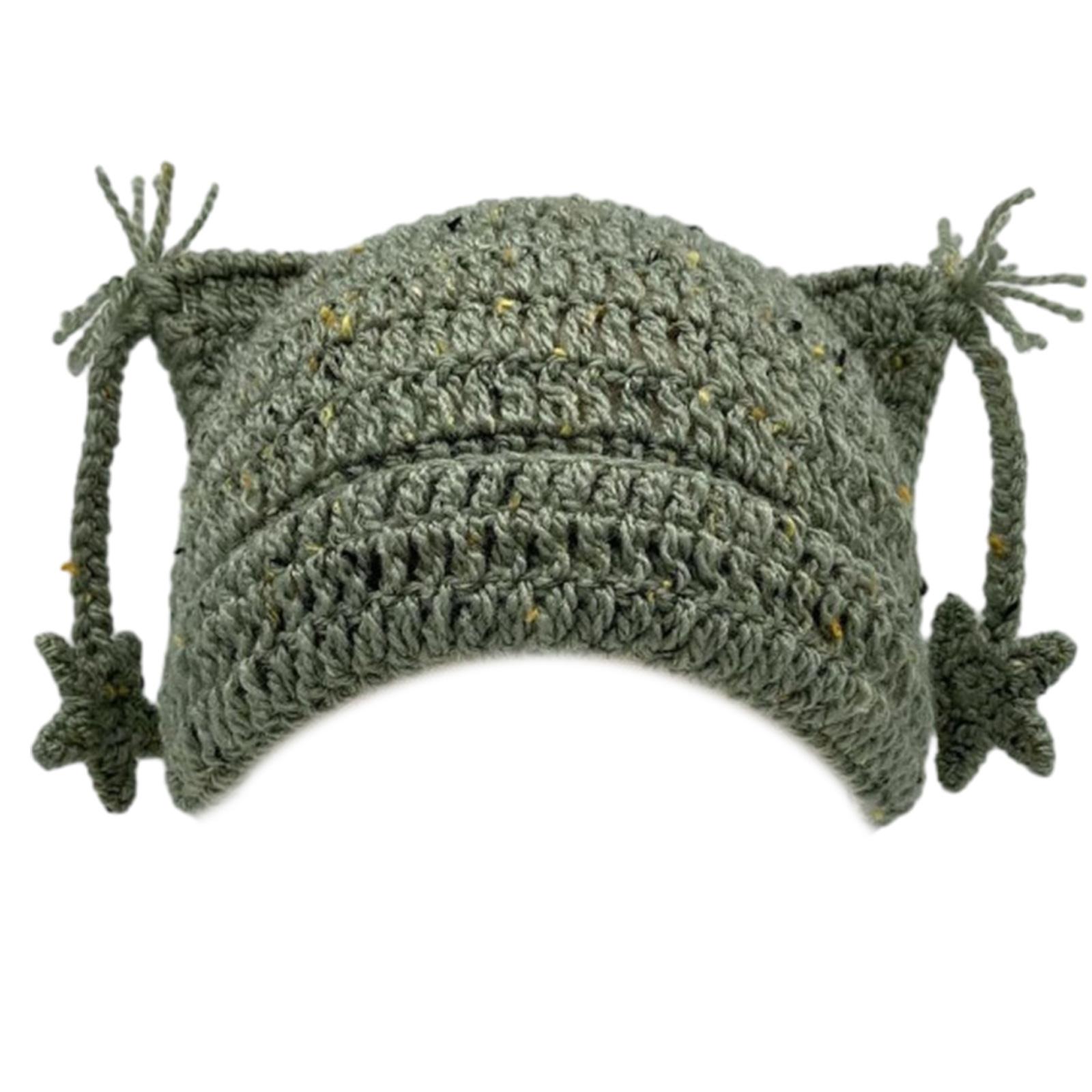 

Мультяшная шапка-котенок, головной убор для девочек для активного отдыха, катания на лыжах, с мини-ушками, вязаная крючком шапочка-бини для катания на лыжах, кемпинга G