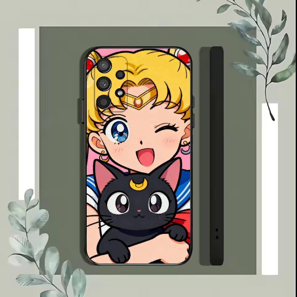 Cartoon S-Sailor M-Moons Phone Case For Samsung S25,S24,S21,S22,S23,S30,Ultra,S20,Plus,Fe,Lite,5G Black Cover