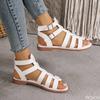 Fashion Large Roman Sandals New Flat Bottom Non Slip Hollow Wear Resistant Beach Style Sandals Solid Color Platform Zapatos De Mujer