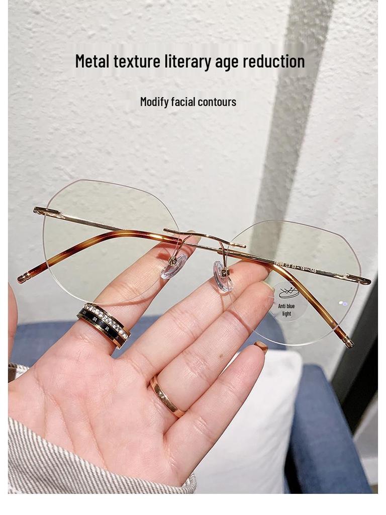 Rimless Women's Slim-Fit Prescription Glasses with Big Frame