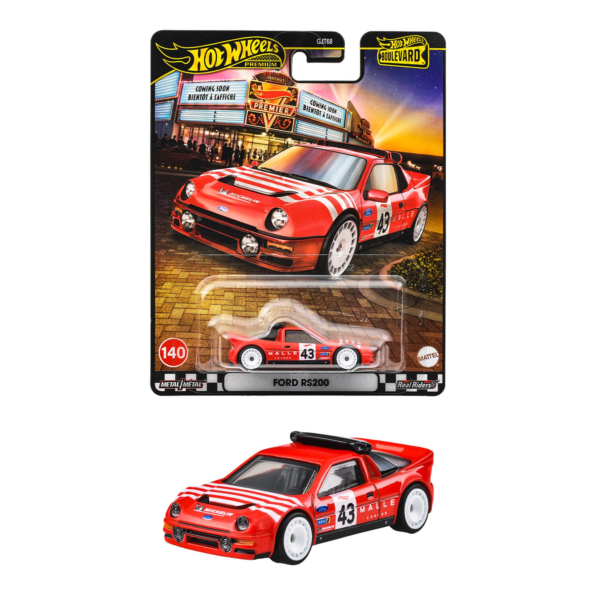 Hot Wheels Bullvard Ford RS200 Vehicle Toy Mini Car Red JBL29 for Ages 3 and Up