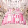 Homewish Vintage Country Floral Duvet Cover Set,Kawaii Bowtie Bow Bedding Set,White Pink Bed Set For Girl