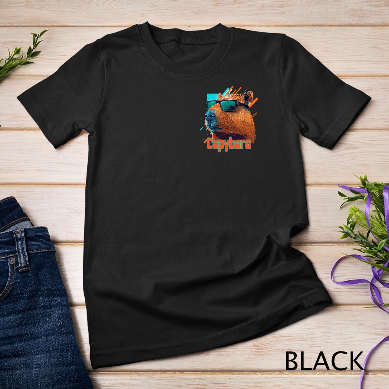 Capybara Pocket Cute and funny Capybara Cool Sunglasses T-Shirt Mens Womens Tees Top Unisex T-Shirt Mens Womens Tees Top L