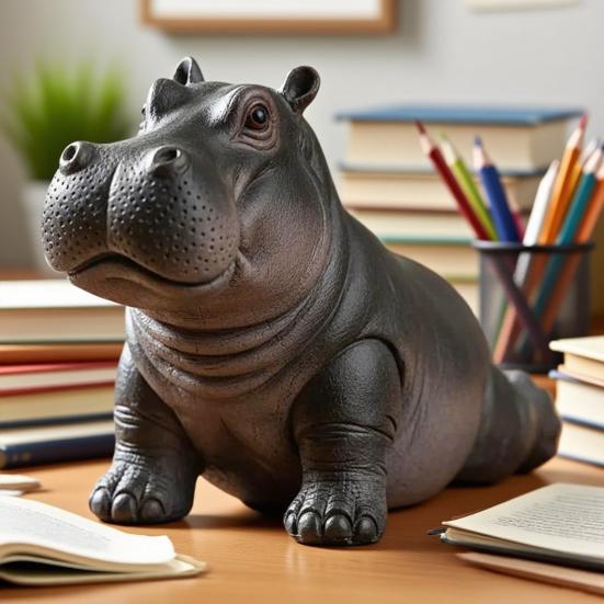 Yoga Master Hippo Figurine Handcrafted Clumsy Yoga Hippopotamus Ornament Zen Meditation Hippo Statue for Home Office Decor Yoga Lovers Gift