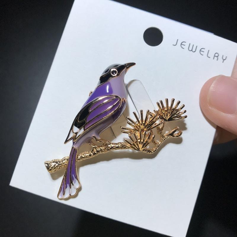 

Wuli&baby Singing Bird Brooches For Women Unisex 4-color Enamel Staying Branch Birds Animal Party Office Brooch Pins Gifts