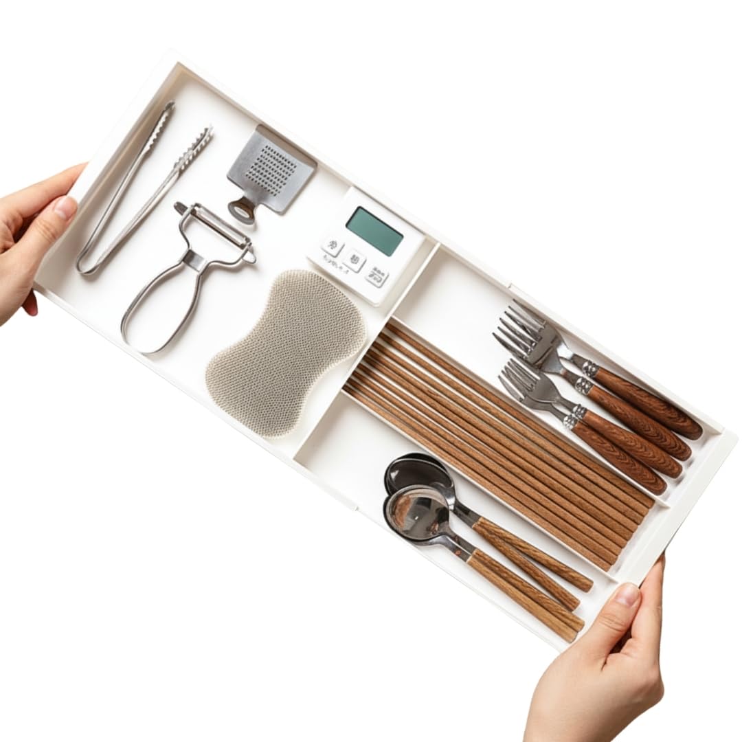 

JP Number Drawer 3cm Cutlery Storage Kitchen Extendable Divider, Height, Case, Tray, 32-50.7cm белый