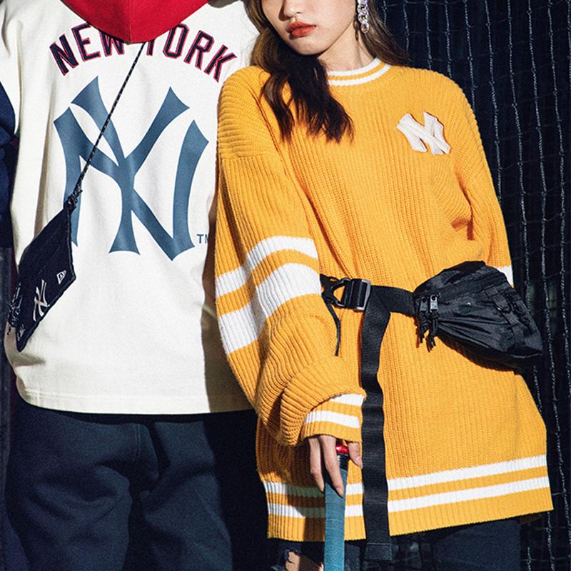New Era Color Block Vintage Striped Pullover Sweater Unisex sweater Mango-Yellow 13038751