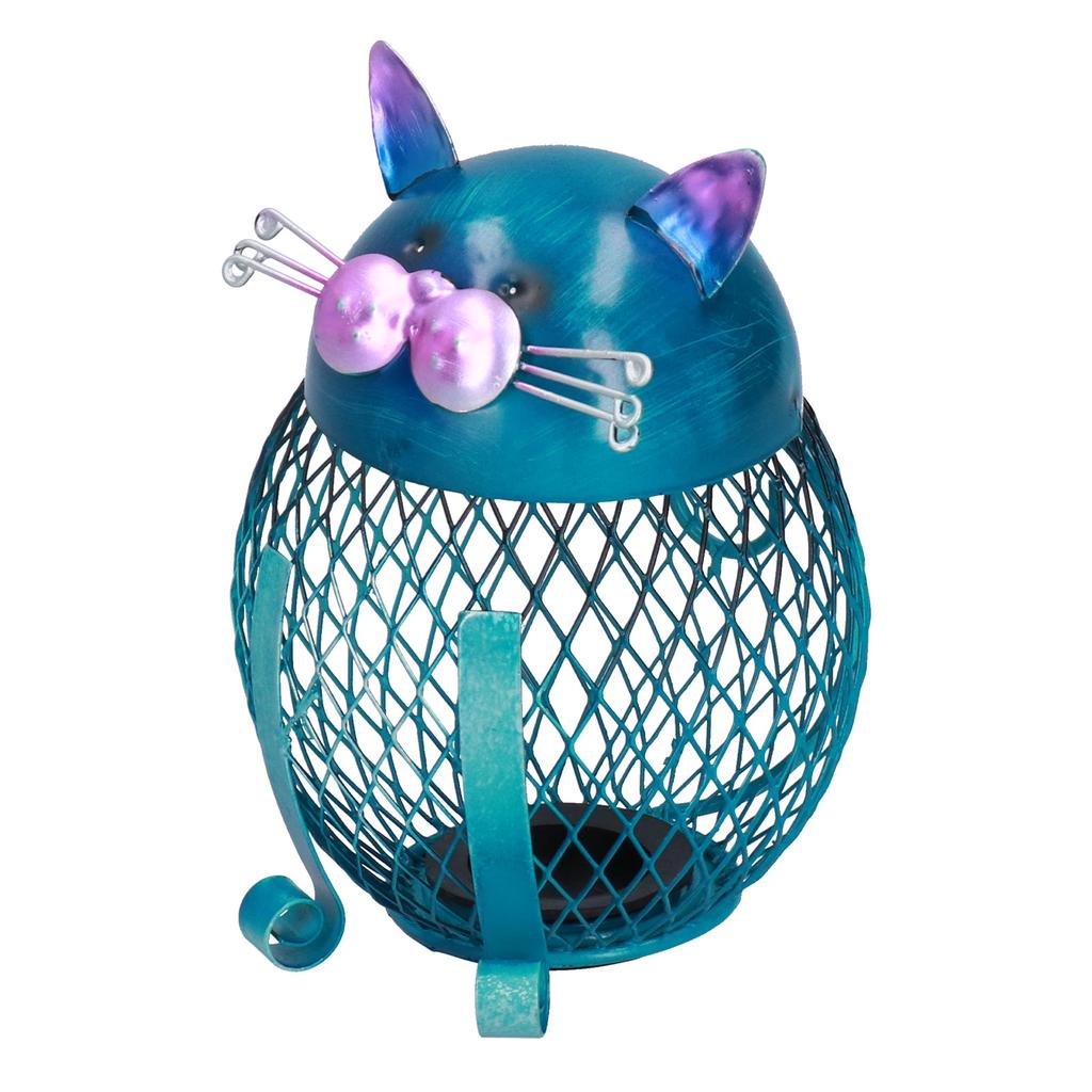 Salvadanaio Gatto Animale Decorazione Ferro Battuto Fatto a Mano Scatola per Risparmio Denaro Regalo di Compleanno