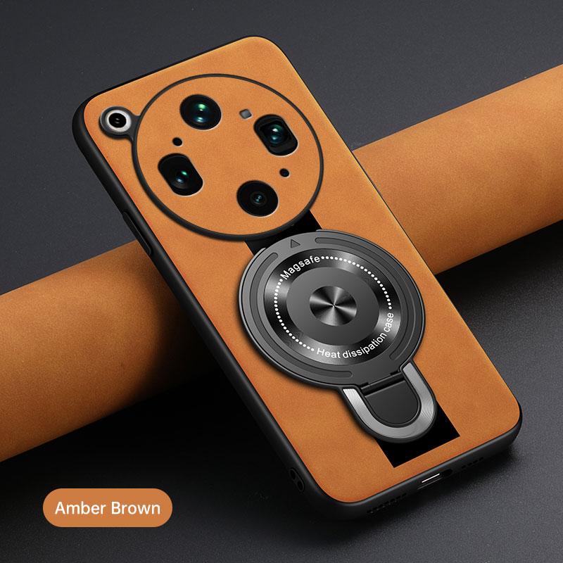 For OPPO Find X9 Ultra Wireless Charging Magnetic Ring Holder Phone Case For Find X9Ultra Soft Frame PU Leather Shockproof Cover