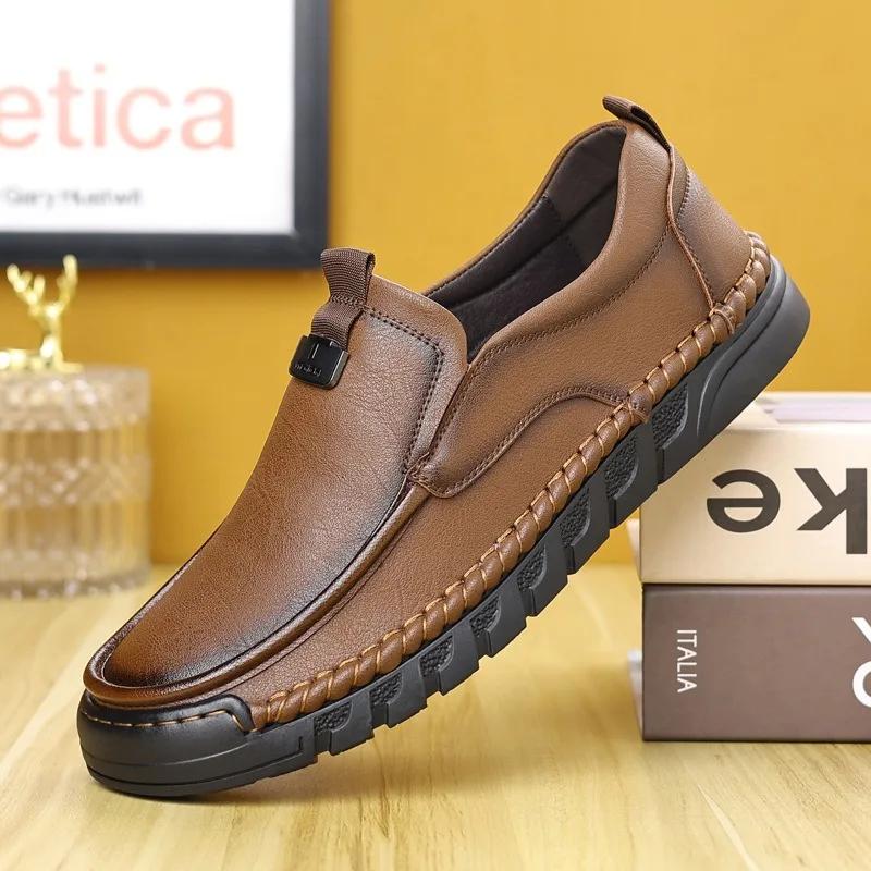 Fashion Spring Autumn Platform Leather Loafers Men Designer Soft-soled Casual Men's Shoes Fashion Lightweight Driving Shoes Male