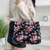 Zipper Floral Print Tote Bag Portable Mommy Bag Portable Canvas Lunch Bag  For Mom