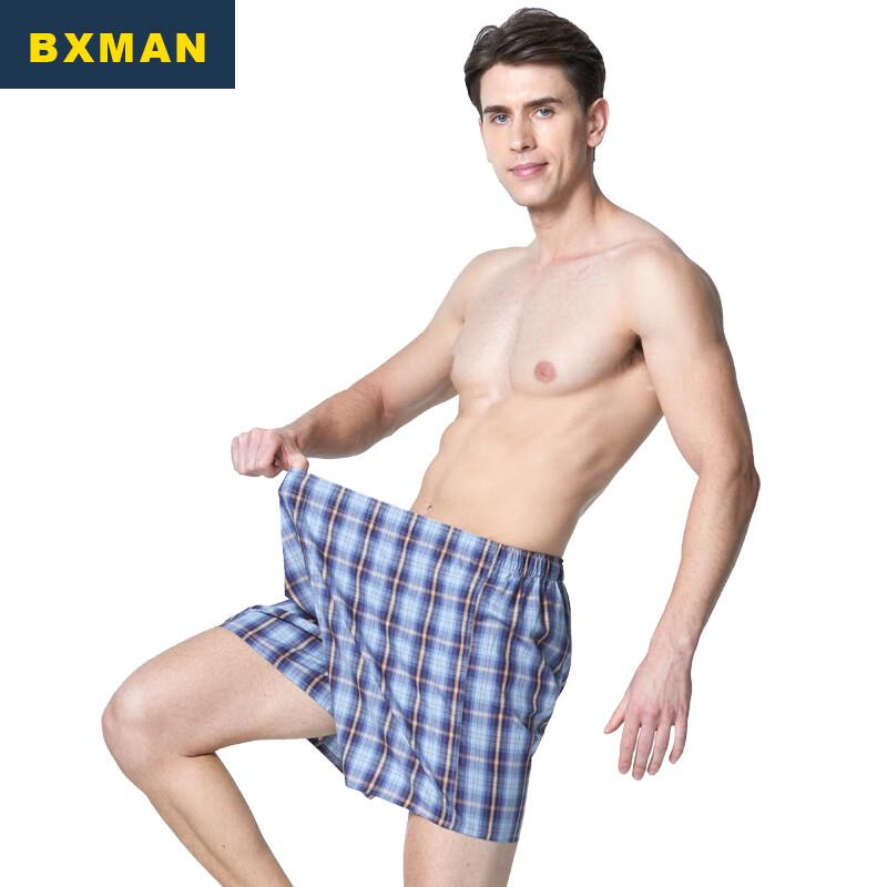 BXMAN Men's Plus Size Pure Cotton Woven Boxer Lounge Shorts