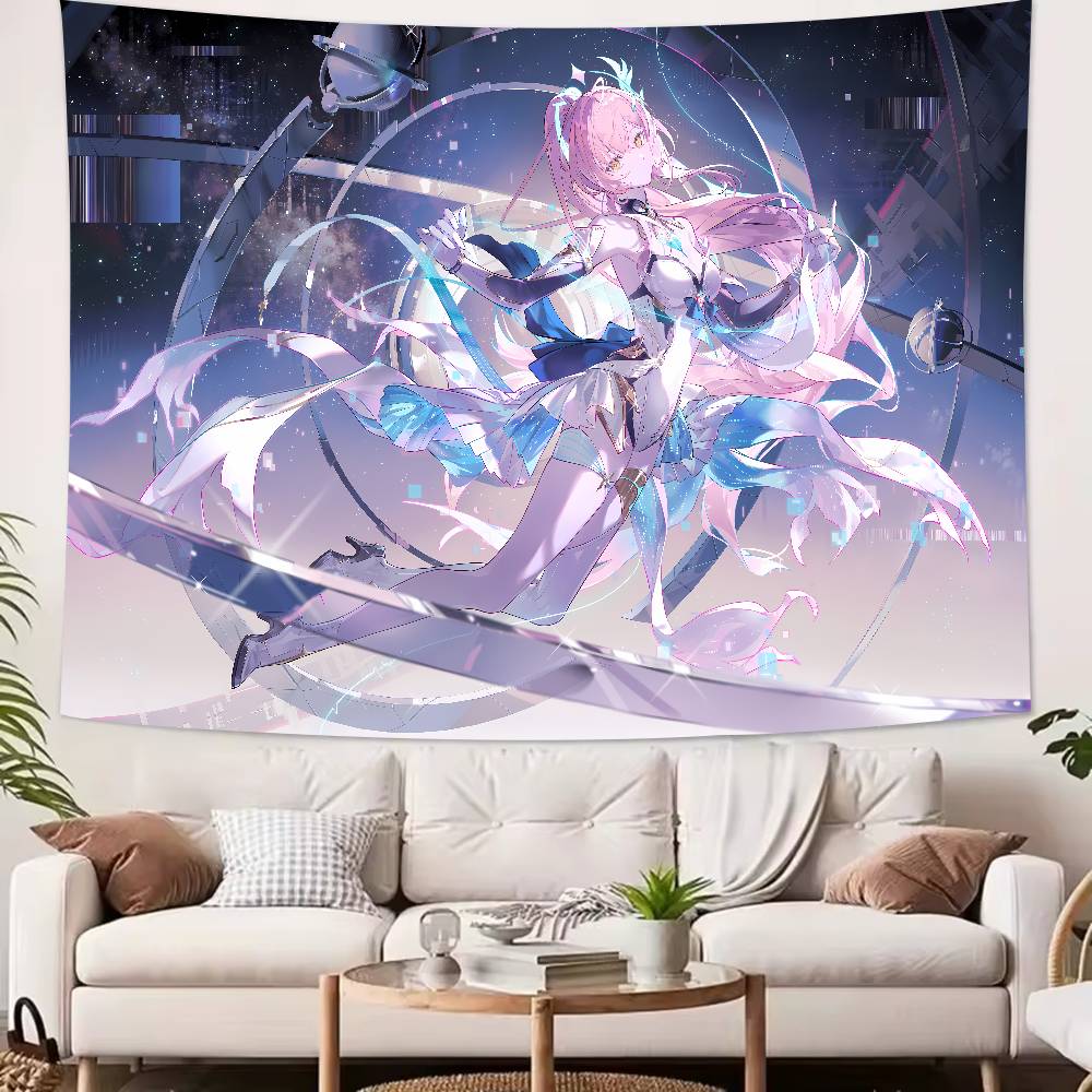 Cute Kawaii Girl Aemeath WUWA Tapestry Decoration Bedroom Dormitory Background Cloth Holiday Home Living Room Club Tapestry