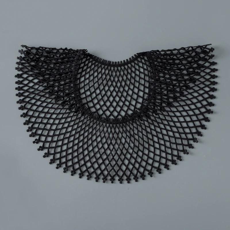 

1Pc Mesh White Black Embroidery Lace Fabric DIY Sewing Bridal Applique Neckline Collar Craft Guipure Wedding Decor чёрный