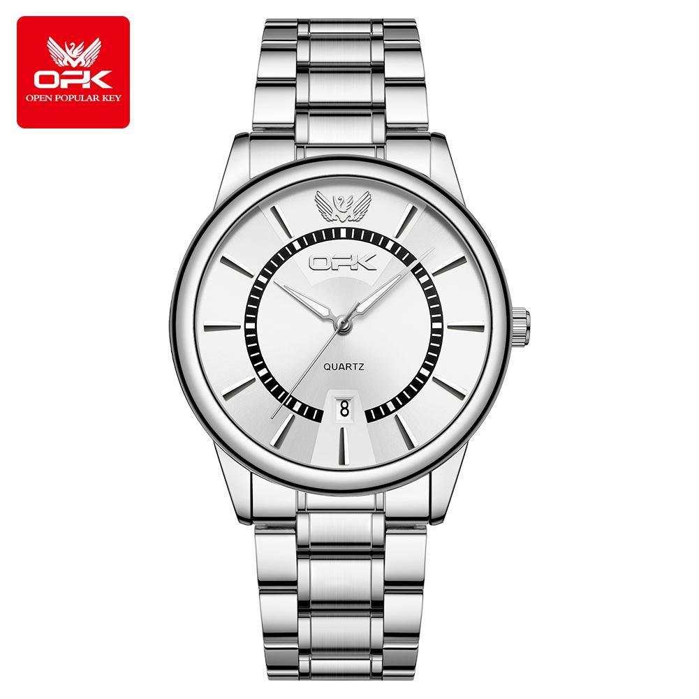 OPK 6036 Original Quartz Watches for Men Steel Strap Waterproof Auto Date Luminous Men's Wristwatches Simple Fashion Man Watch