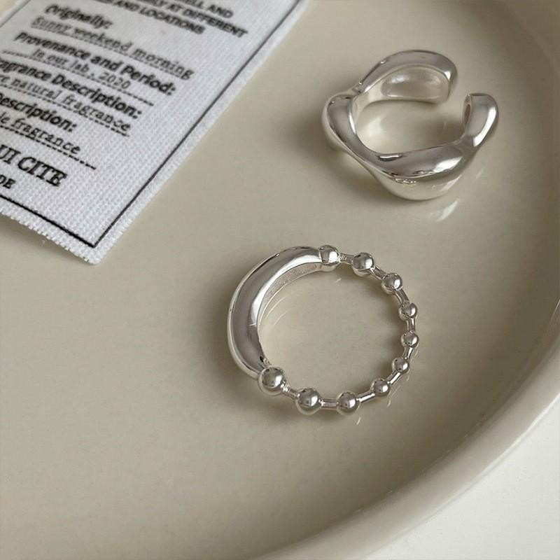 Unique Korean Style 925 Sterling Silver Ring For Women With Geometric Fashion Design And Open Adjustable Band Ideal For Layering