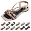 Bohemian Women'S Braided Hollow Shoes Thin Bottom Rhinestone Supportive Shoes For Women Sandals Bow Tie Sandals For Women Size 5