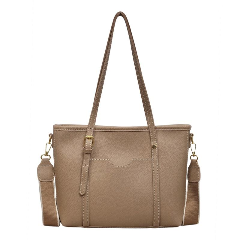 Women's PU Tote Bag with Wide Strap Large Capacity Shoulder Handbag for Work Travel Shopping