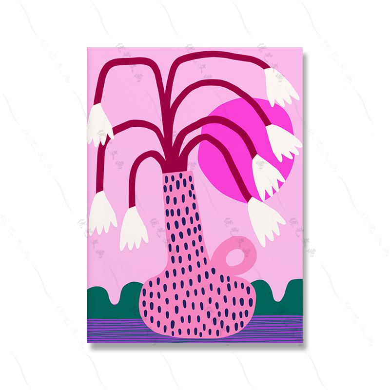 Colorful Boho Living Room Home Decor Positive Kind Girl Quote Poster Picture Wall Art Print Abstract Pink Flower Canvas Painting