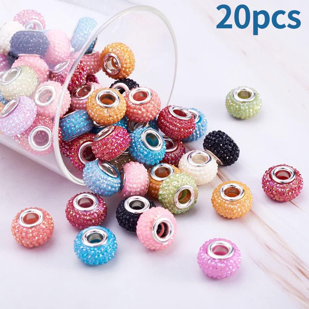 10/20/30pcs Resin European Large Hole Bead AB Color Decorative Bead Spaced Bead Pendant Bracelet Jewelry Making 14x9.5mm