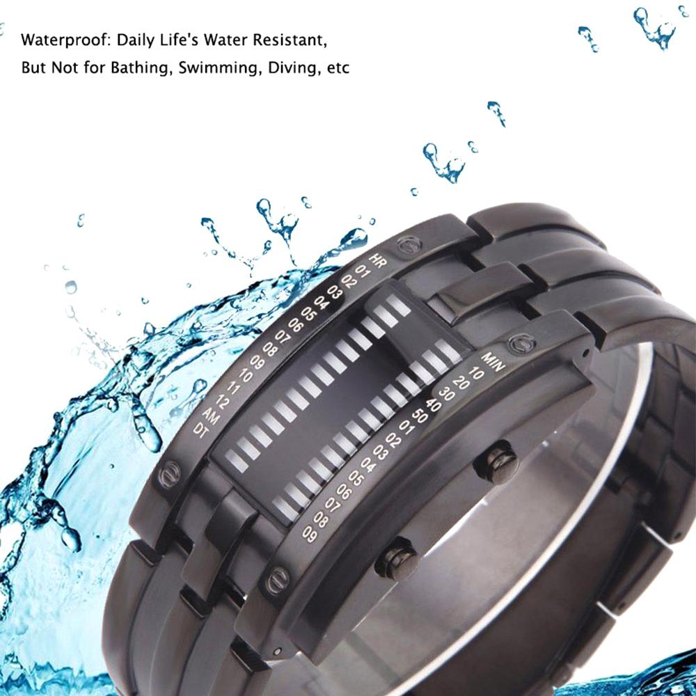 fashion sports watch popular luxury  men women creative binary watch led couple stainless steel watch