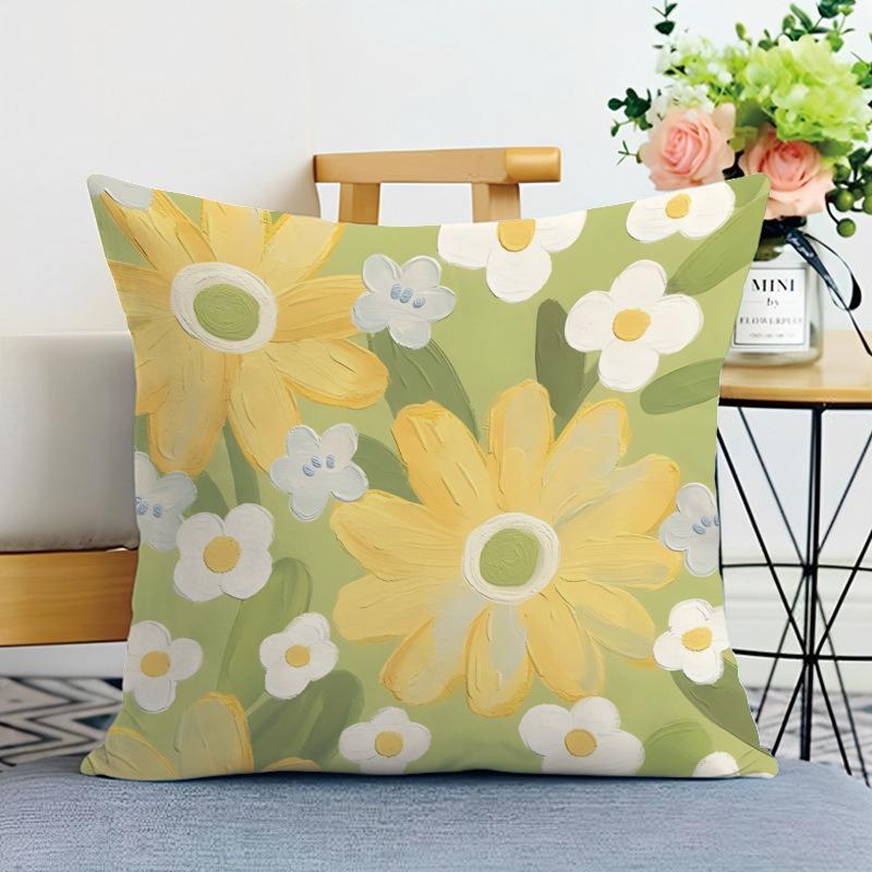 Small Fresh Flower Print Decorative Pillowcase Bedroom Living Room Square Cushion Pillowcase