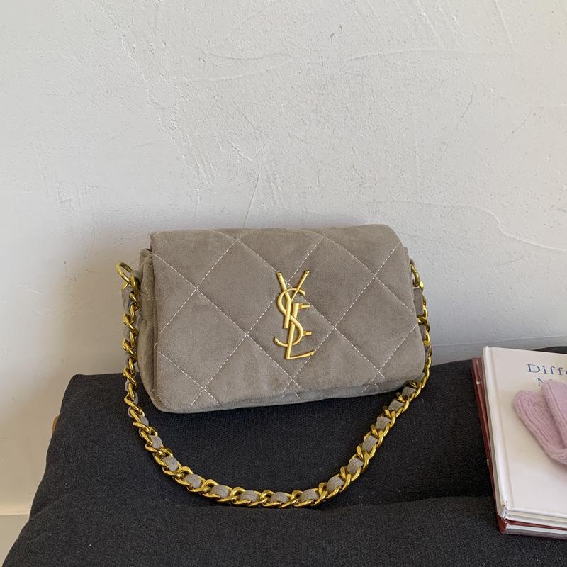 Geantă de umăr matlasată din piele întoarsă Toamnă/Iarnă 2025 - Geantă de mână minimalistă, versatilă, ușoară pentru femei.