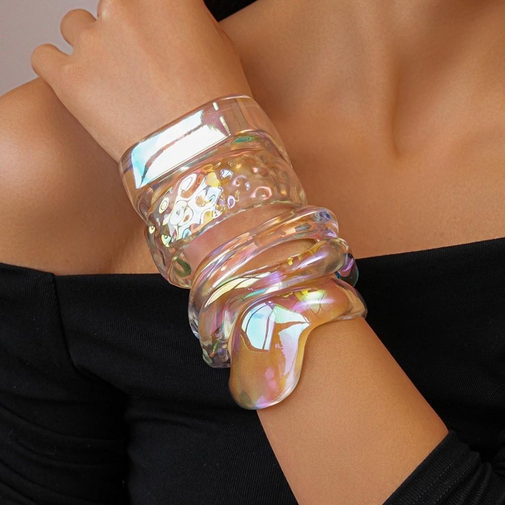 Unregelmäßiger Breiter Manschettenarmreif Bunter Offener Armreif Schmuck Harzarmband Damen