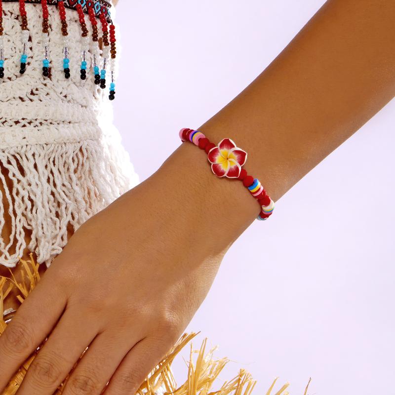 Bohemian Colorful Flower Charm Bracelets For Women Adjustable Pull String Summer Vacation Bangles Girls Party Jewelry Gift