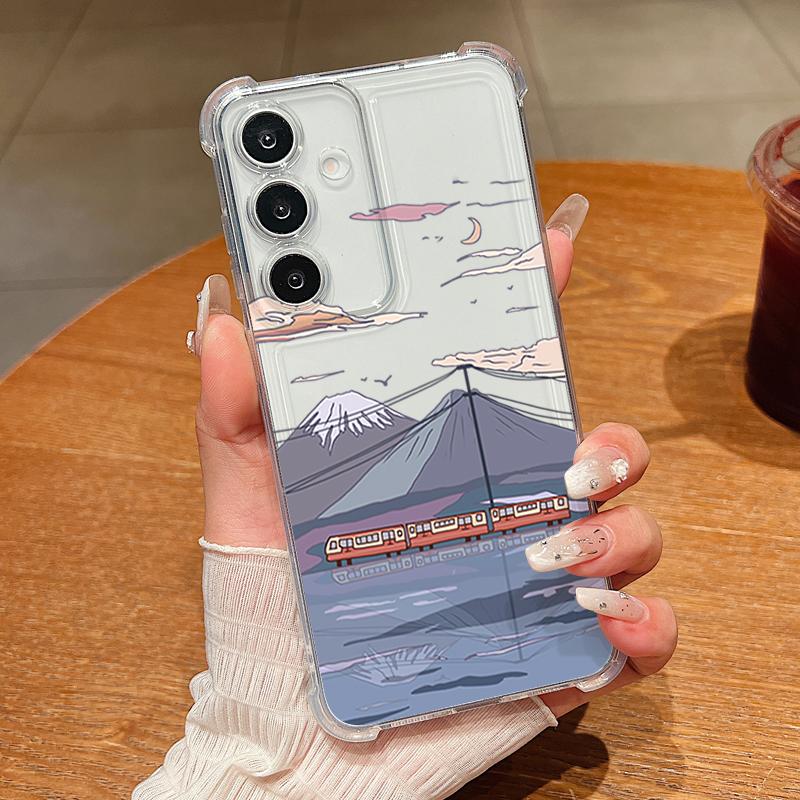 Mountain Train Pattern Phone Case For Samsung Galaxy S26 S25 S24 S23 Ultra S22 Plus S21 S24 S25 FE Clear Shockproof Soft Cover