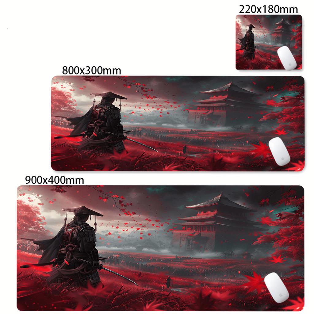 Game Mouse Pad Japanese Samurai Devil Mousepad Black Gamer Desk Mats Esports Mouse Pad Carpet Gaming Accessories Cool Table Mat