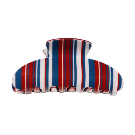 Hair Claw Colorful Striped Design Back Head Hair Clip Anti-slip Teeth Strong Grip Shower Hair Clamp Versatile Use Hair Accessory
