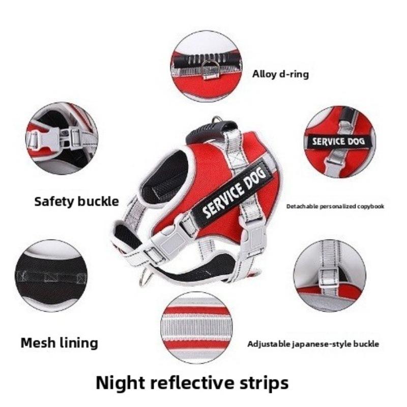 Neuer großer hundespezifischer Brust- und Rückenriemen, Nachtreflektierend und atmungsaktiv, Explosionssicher, Stoßfest und Ausbruchsichere Leine