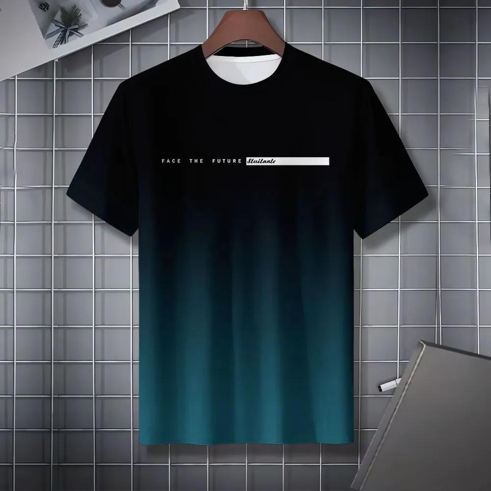 Short Sleeve Letters Stripe Print T-Shirt Casual Weekend Wear Crew Neck Men and Teens Vacation Resorts Spring/Summer/Fall