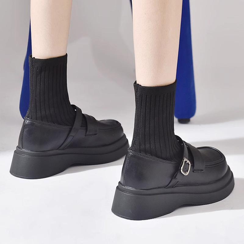 British Style Platform Socks Martin Boots Women's Knitted Stretch Socks Boots Ins Tide Fried Street Thin Boots Autumn Short Boots