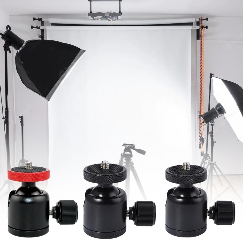 Round Head Tripod Head with 1/4" 3/8'' Hot Shoe 360 Rotatable Round Head Camera Mount Adapter Ballhead for Tripods