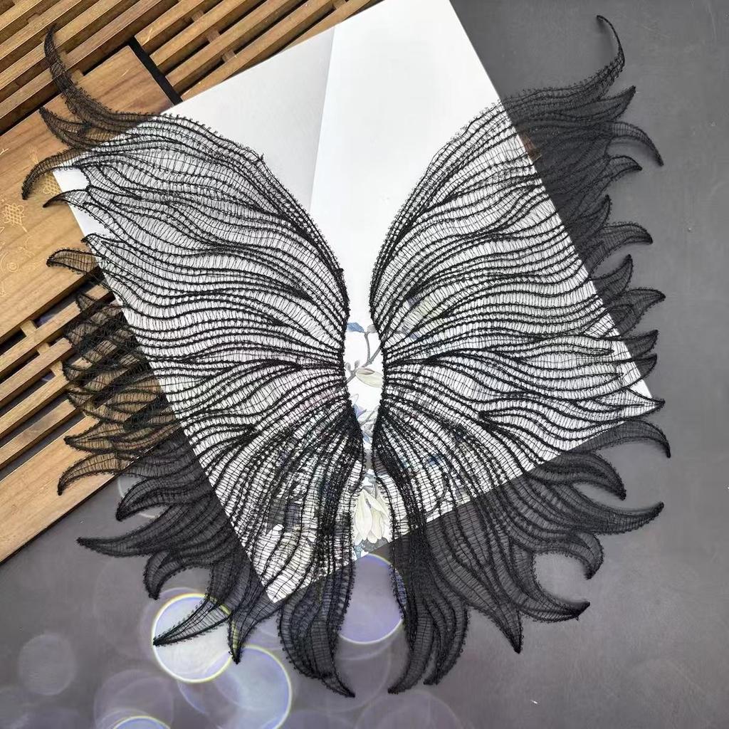 1Pair Black White Embroidery Lace Cloth Patch DIY Clothing Repair Sewing Decoration