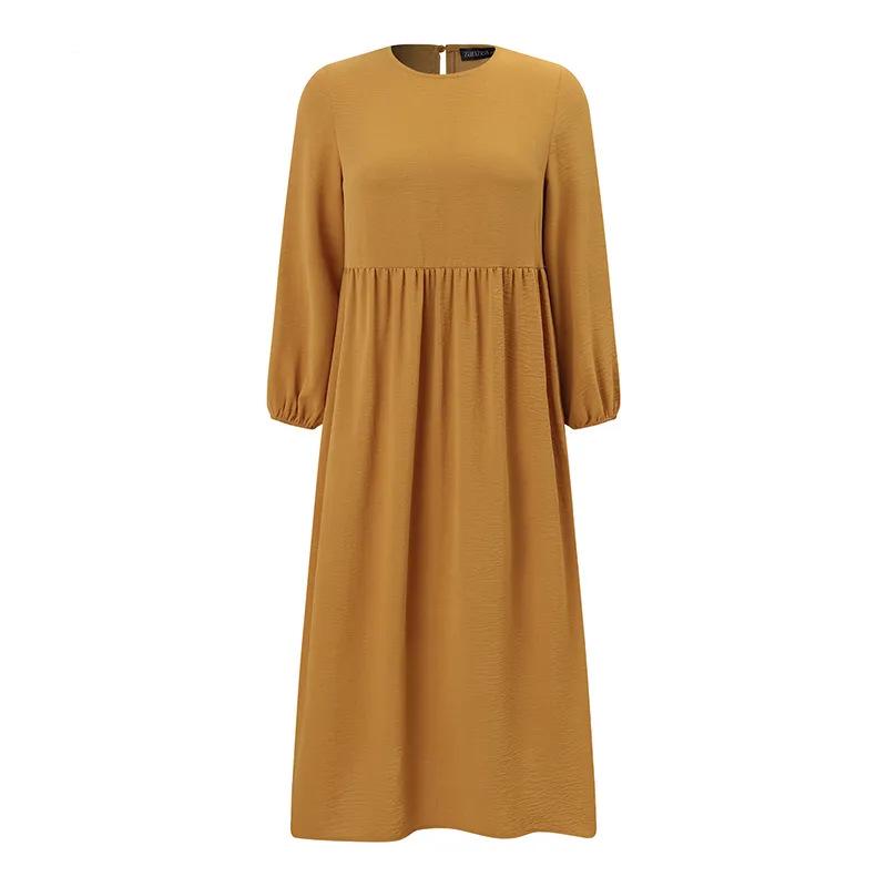 2024 Solid Color Loose Pullover Long Dress for Muslim Women