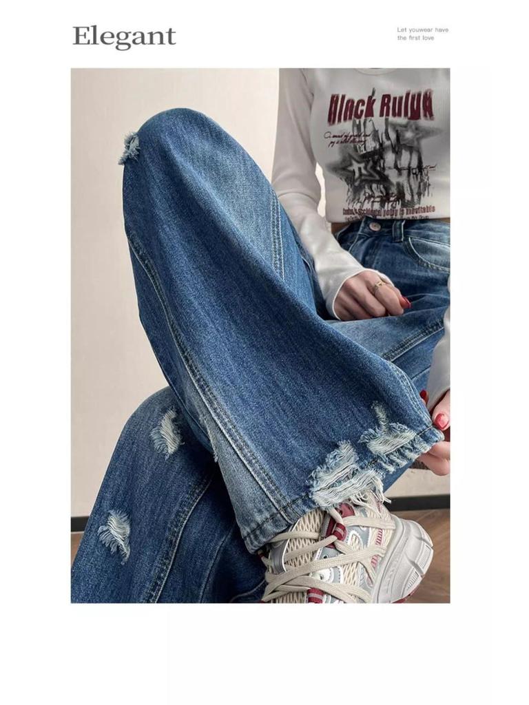 Summer 2026 High Waist Petite Straight Wide Leg Women's Jeans