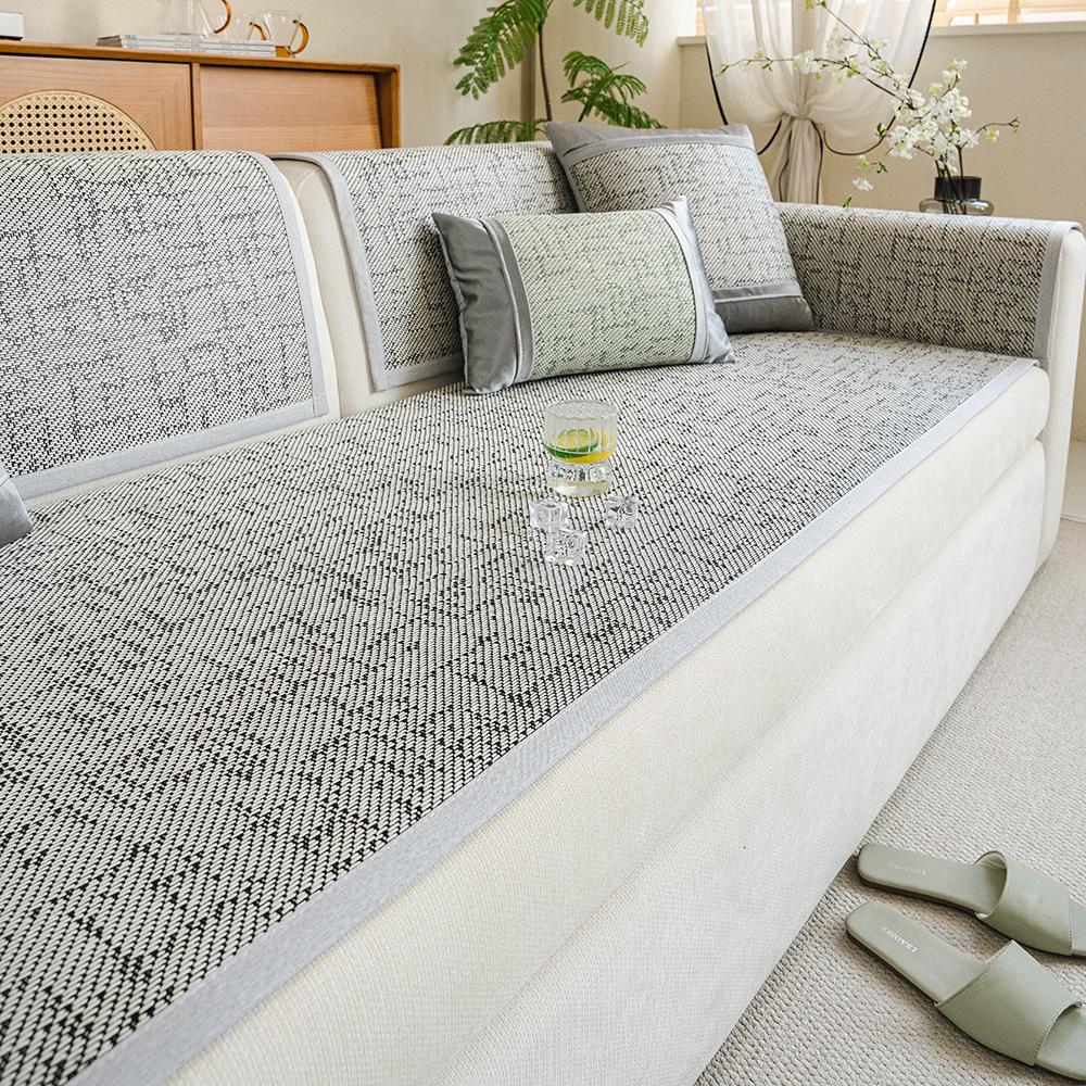 Rattan Mat Summer Cool Sofa Mat  New Straight Row Sofa Cushion Summer Non-Slip Seat Cushion Cover Cloth