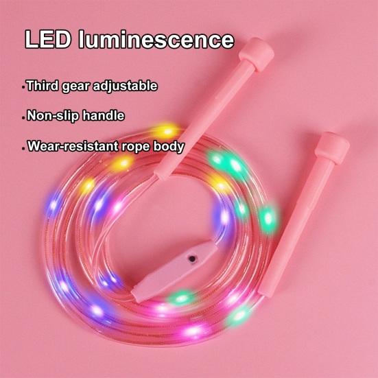 Crianças pular corda com luz colorida led a pilhas confortável aperto eletrônico luminoso pular corda equipamentos de fitness