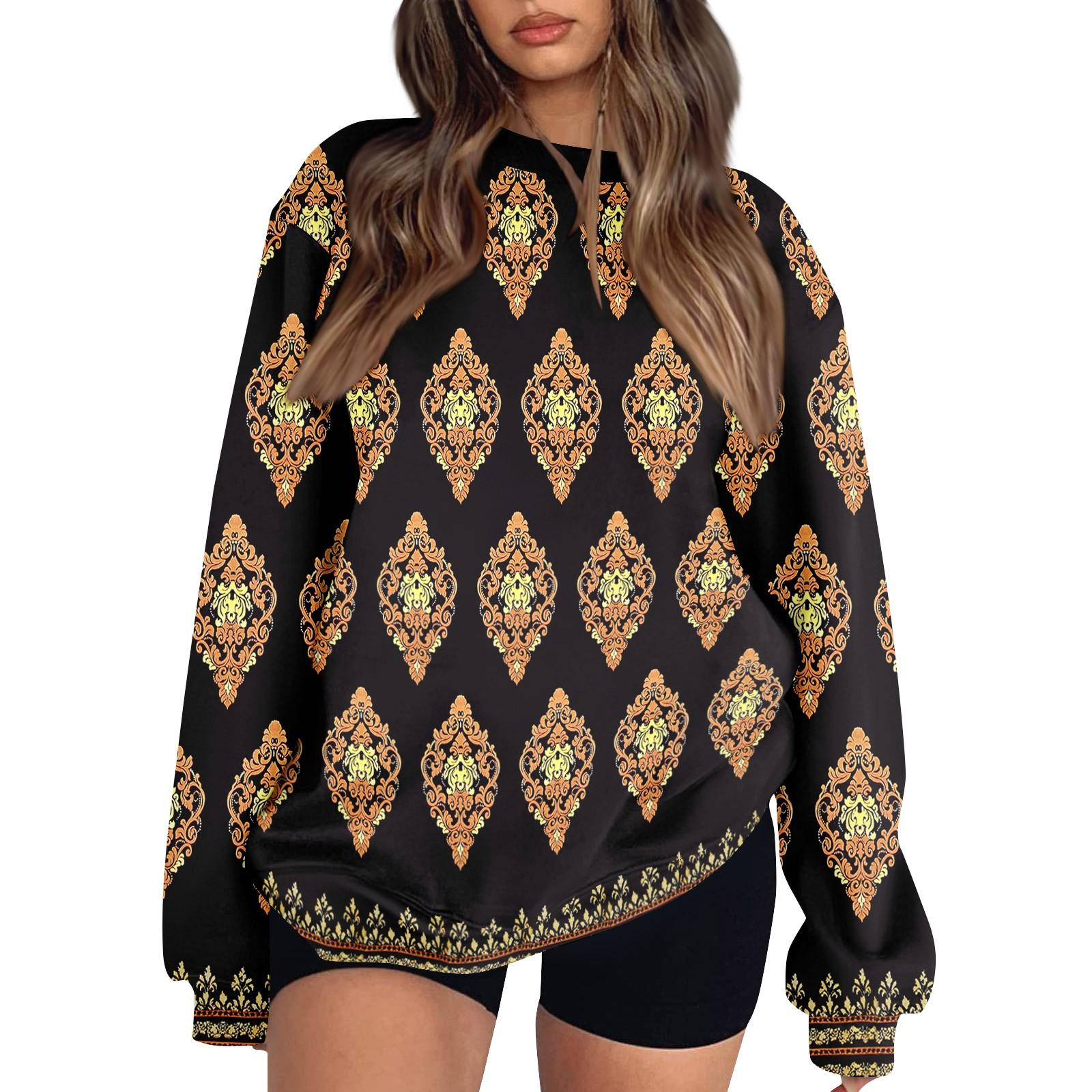 Женские топы Женский свитшот с длинным рукавом Повседневный с круглым вырезом Свободного кроя Пуловер Флисовые топы L 1785₽