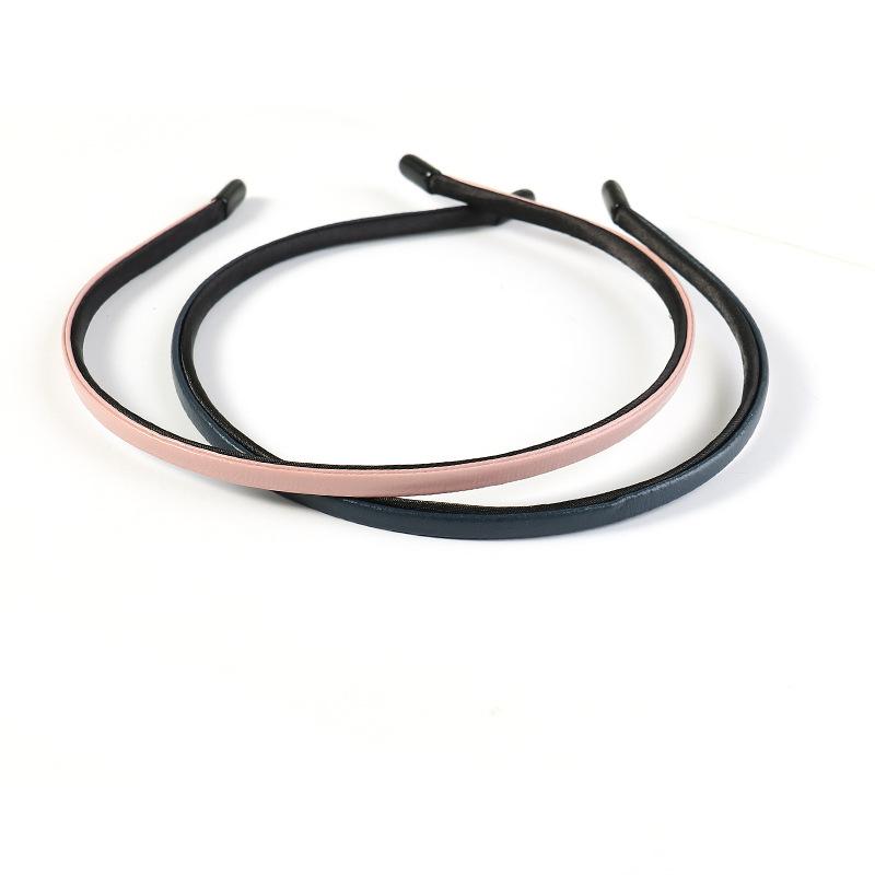 Neue Damen Vintage PU Leder Einfache Dünne Haarbänder Schlichte Handgemachte Einfarbige Stirnbänder Wasch-Stirnbänder Elegante Haarreife