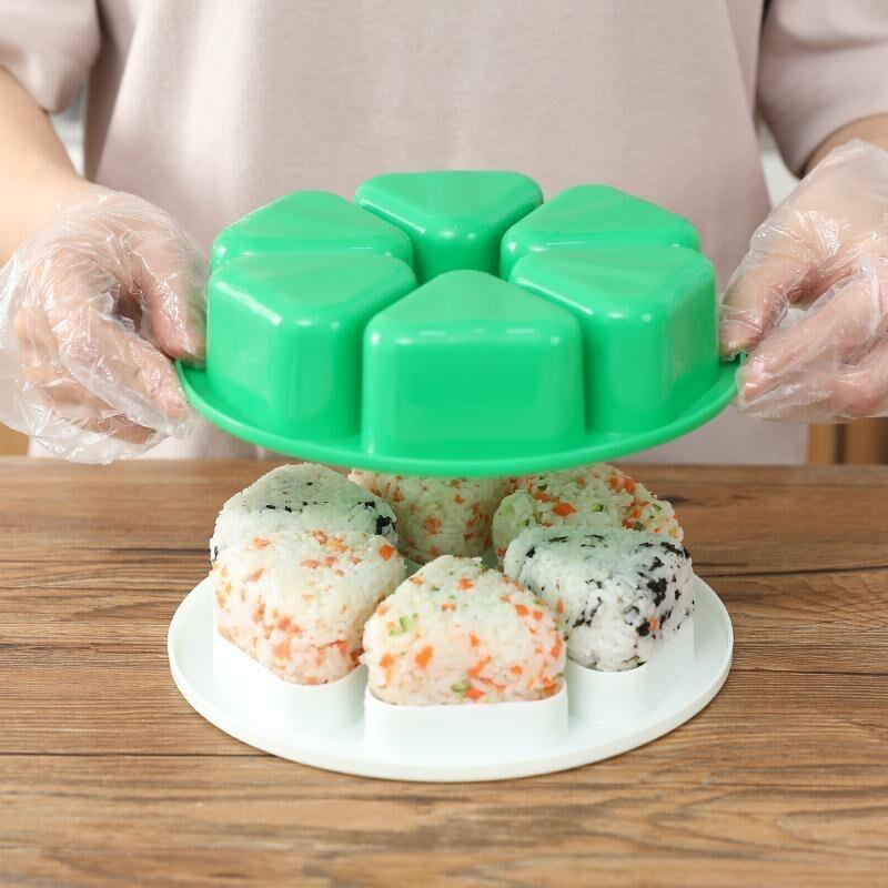 6 in 1 Onigiri Mold DIY Onigiri Rice Ball Food Press Triangular Sushi Maker Mold Sushi Kit Kitchen Tools Bento Box With Lid