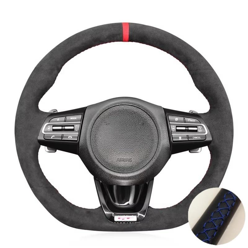 

Original Steering Wheel Braid For Kia Stinger 2017 2018 Hand Sewing Car Steering Wheel Cover Soft Suede Leather Trim синій