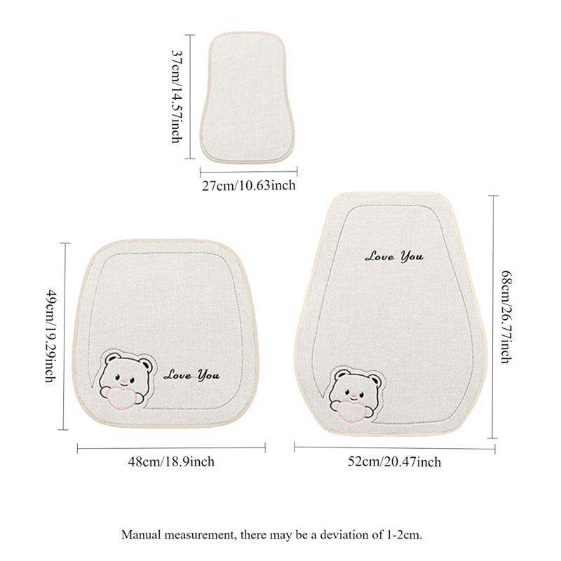Lovely Bear Car Seat Cushion for Front Seat Soft & Breathable Linen Fabric for All Seasons Universal Fits Most Cars