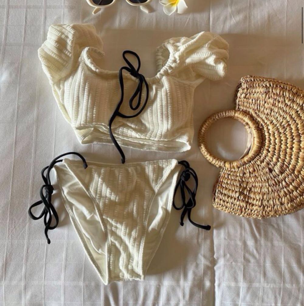 Women's Solid Color Off-Shoulder Ruffle Bikini - Sexy Korean Style for Vacations